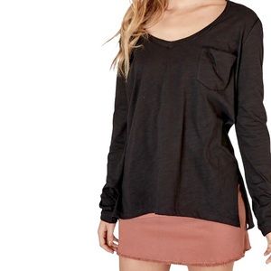 NWT Mustard Seed ( Nordstrom ) Black Long Sleeve Pocket Top size women's small